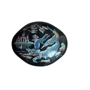 Franklin Mint Black and Blue Ceramic Art Piece